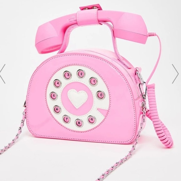 Dolls Kill Handbags - Dolls Kill Purse Real Working Phone Bag Pink talk on phone